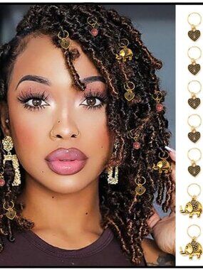 Beads Dreadlock Clip Accessories Gold Elephant Box Braid Rings Heart African Hai